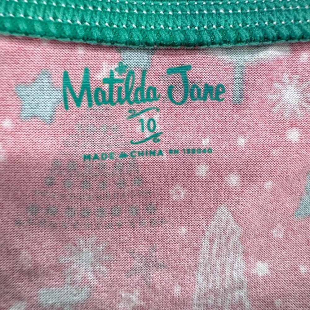 Matilda Jane Kids Christmas Tree Pajama Set Size 10‎ Red Green Stripe Holiday